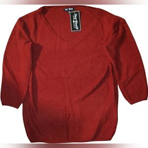 Say What? Women's Bright Red V-Neck Knit Sweater NWT Size XS